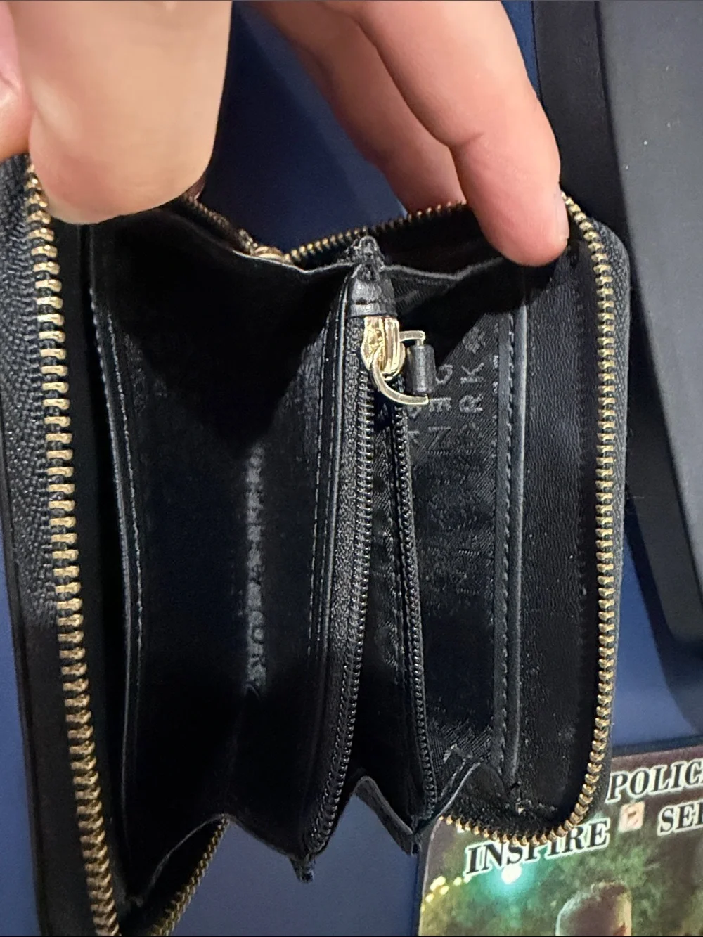 kate spade Black Leather Zip Keyring Card Case / wallet